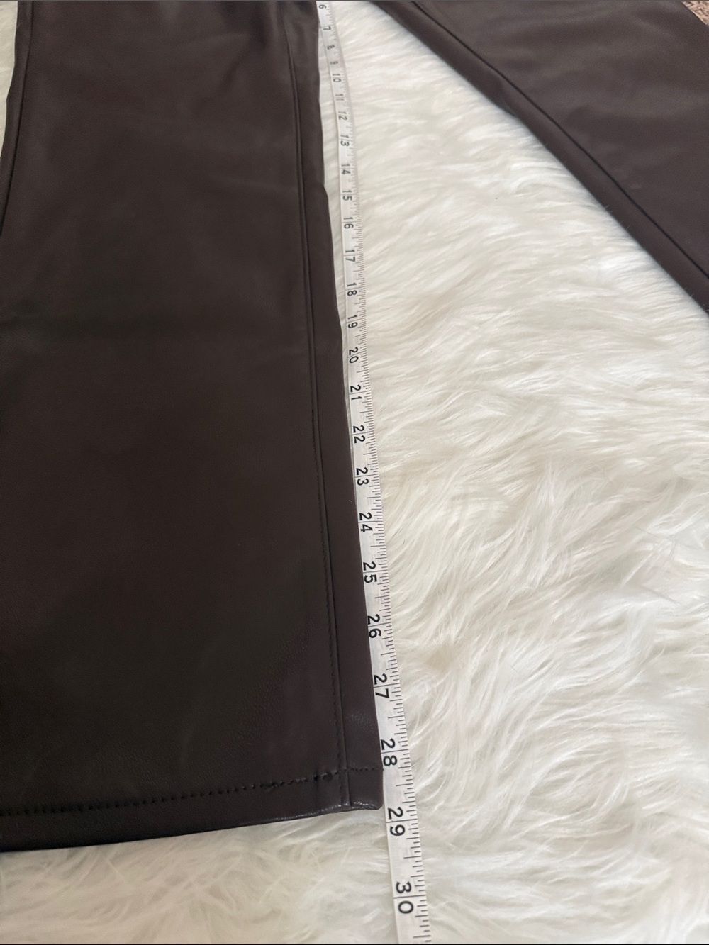 Judy Blue Brown Faux Leather Wide Leg Pants Size 9/29 High Rise Vegan Leather - Picture 10 of 13